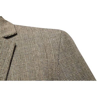 Men's Classic Plaid Sport Coat One-Button Check Blazer