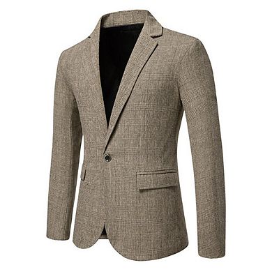 Men's Classic Plaid Sport Coat One-Button Check Blazer