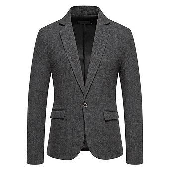 Men's Classic Plaid Sport Coat One-Button Check Blazer