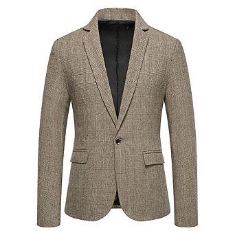 Men's Classic Plaid Sport Coat One-Button Check Blazer