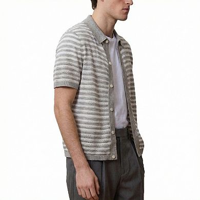 Men's Summer Hollow-Out Knit Shirt Casual Short Sleeve Top
