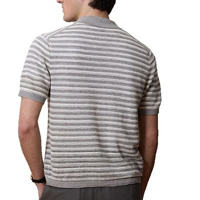 Men's Summer Hollow-Out Knit Shirt Casual Short Sleeve Top