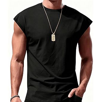 Men's Sleeveless Round Neck Tee Casual Lightweight Tank Top