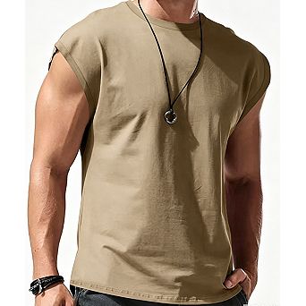 Men's Sleeveless Round Neck Tee Casual Lightweight Tank Top