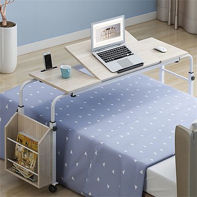 80cm/120cm Overbed Table with Wheels, Laptop Desk Cart, Table Over The Bed Table Adjustable Height