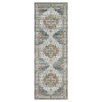 Machine Washable Vintage Area Rug - Non-Slip, Stain-Resistant Soft Low Pile for Living Room Bedroom