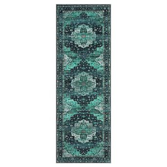 Machine Washable Vintage Area Rug - Non-Slip, Stain-Resistant Soft Low Pile for Living Room Bedroom