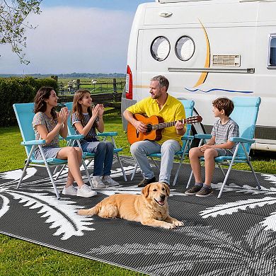 Waterproof Outdoor Rug - Reversible Plastic Straw Mat for Patio, Camping & Beach