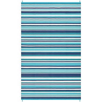 Reversible Outdoor Rug Waterproof Geometric Striped Mat for Patio Deck & Camping
