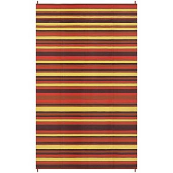 Reversible Outdoor Rug Waterproof Geometric Striped Mat for Patio Deck & Camping