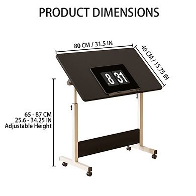 Adjustable Standing Desk on Wheels,Portable Folding Laptop Table , Small Space Home Office Desk
