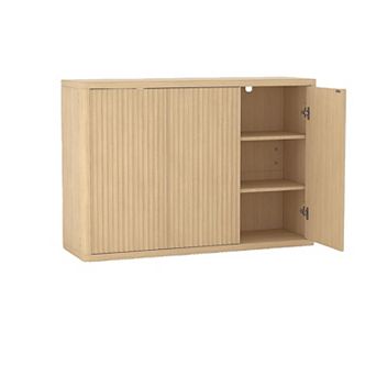 Buffet Cabinet with 3 Fluted Doors, Adjustable Shelf, Media Console Table Credenza Sideboard