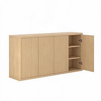 Buffet Cabinet with Storage Modern Accent Sideboard with 4 Doors&Adjustable Shelves