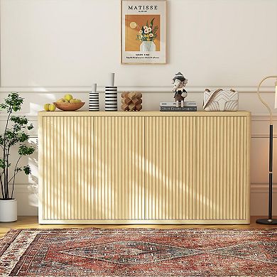 Buffet Cabinet with Storage Modern Accent Sideboard with 4 Doors&Adjustable Shelves