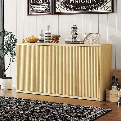 Buffet Cabinet with Storage Modern Accent Sideboard with 4 Doors&Adjustable Shelves