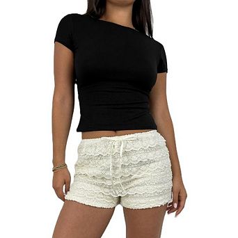 Women Ruched Textured Low Waist Bloomers Bottoms Mini Micro Shorts