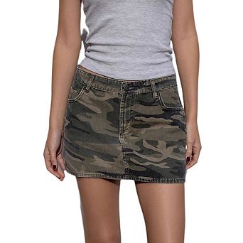 Women High Stretchy Low Waist Mini Cargo Skirt with Pockets