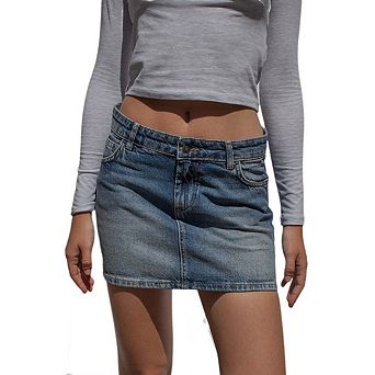 Women High Stretchy Low Waist Mini Cargo Skirt with Pockets
