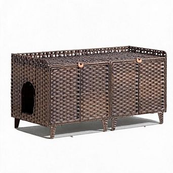 Cat Litter Box Enclosure Furniture, Handwoven Rattan Cat Houses, Hidden Cat Washroom Furniture