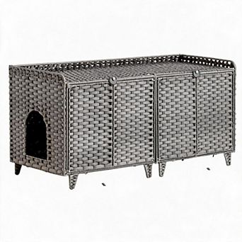 Cat Litter Box Enclosure Furniture, Handwoven Rattan Cat Houses, Hidden Cat Washroom Furniture