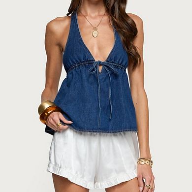 Women's Sleeveless Open Back Going Out Clothes Denim Vest