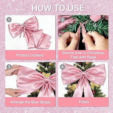 Christmas Tree Topper Bow Satin Holiday Ribbon for Wreath Fireplace Mantel and Home Decor