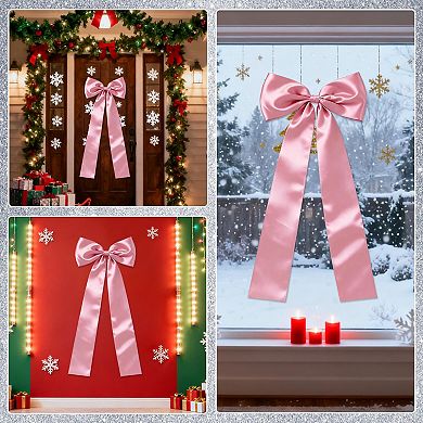 Christmas Tree Topper Bow Satin Holiday Ribbon for Wreath Fireplace Mantel and Home Decor