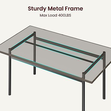 Space‑Efficient Dining Room Table Set for 4, Durable Metal Frame Wood‑Grain Top with Soft PU Cushion