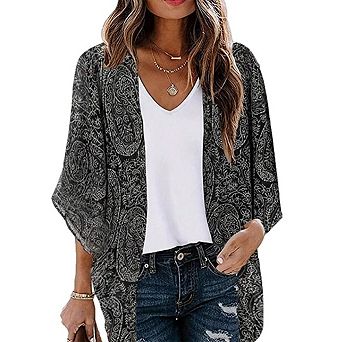 Women Lightweight Puff Sleeve Loose Beach Wear Blouse Top