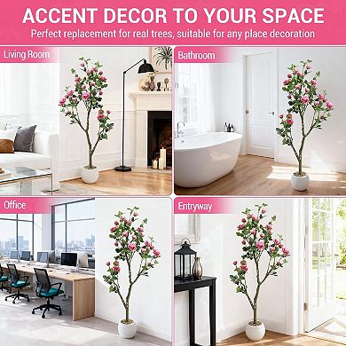 5FT Artificial Trees Indoor, Faux Tree, Artificial Planter, Artificial Fake Tree Flower Potted