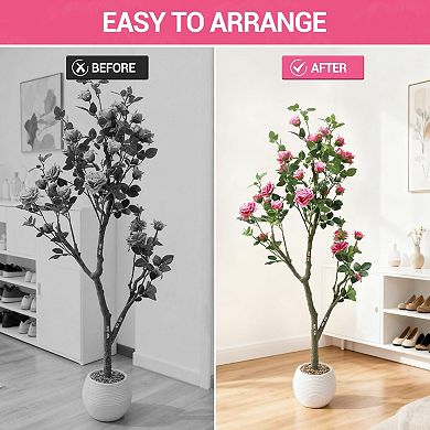 5FT Artificial Trees Indoor, Faux Tree, Artificial Planter, Artificial Fake Tree Flower Potted