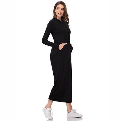 Women's Hooded Pocket Midi Sweatshirt Dress
