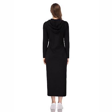 Women's Hooded Pocket Midi Sweatshirt Dress