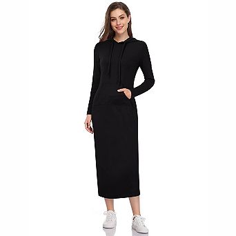 Women's Hooded Pocket Midi Sweatshirt Dress