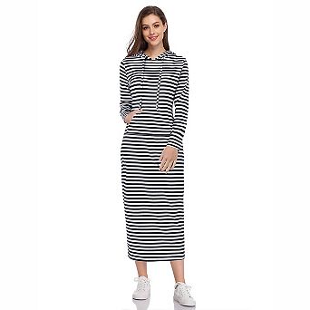 Women's Hooded Pocket Midi Sweatshirt Dress