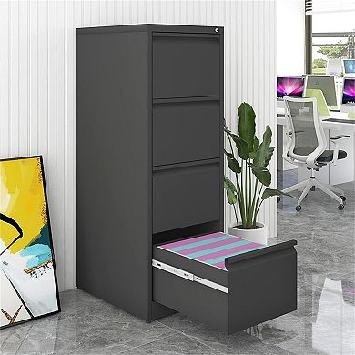 4 Drawer File Cabinet with Lock,Heavy Duty Vertical Filing Cabinets for Home Office