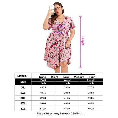 Plus Size Floral Asymmetrical Hem Midi Dress