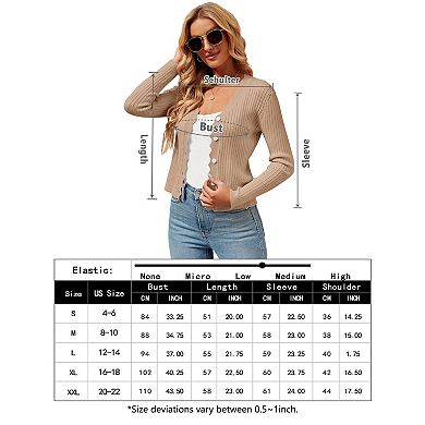 Women's Long Sleeve Cardigan V-Neck Button Down Lightweight Knit Cardigan Basic Sweater