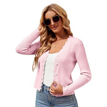 Women's Long Sleeve Cardigan V-Neck Button Down Lightweight Knit Cardigan Basic Sweater