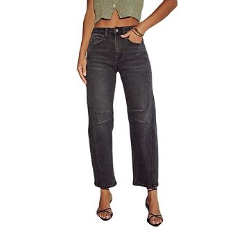 Women's High Waist Ripped Boyfriend Jeans, Loose Distressed Straight Leg Denim Pants