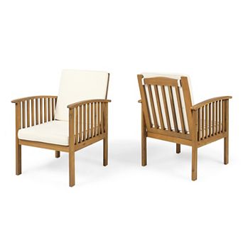 Club Chairs Set of 2 Crafted In Acacia Wood For Porch Seating