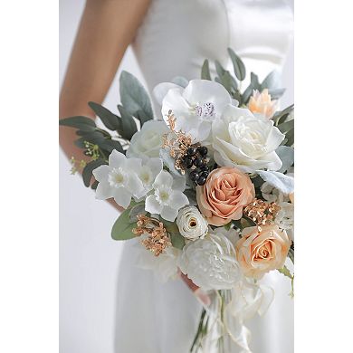 Silk Rose Artificial Flowers DIY Wedding Bouquet Centerpiece Decor Set