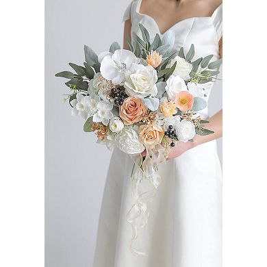 Silk Rose Artificial Flowers DIY Wedding Bouquet Centerpiece Decor Set