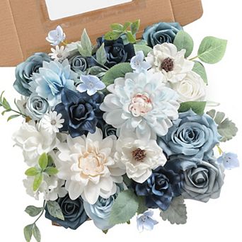 Silk Rose Artificial Flowers DIY Wedding Bouquet Centerpiece Decor Set