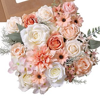 Silk Rose Artificial Flowers DIY Wedding Bouquet Centerpiece Decor Set