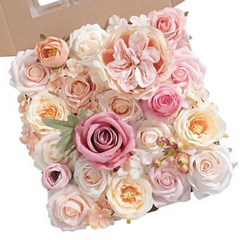 Silk Rose Artificial Flowers DIY Wedding Bouquet Centerpiece Decor Set
