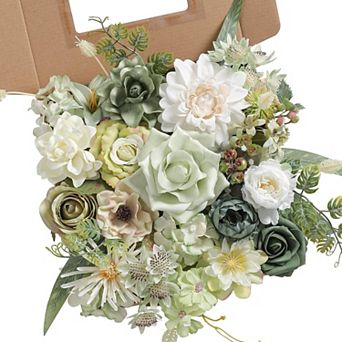 Silk Rose Artificial Flowers DIY Wedding Bouquet Centerpiece Decor Set