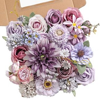 Silk Rose Artificial Flowers DIY Wedding Bouquet Centerpiece Decor Set