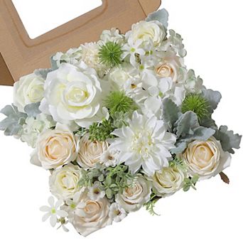 Silk Rose Artificial Flowers DIY Wedding Bouquet Centerpiece Decor Set