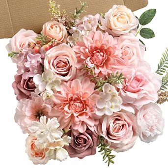 Silk Rose Artificial Flowers DIY Wedding Bouquet Centerpiece Decor Set